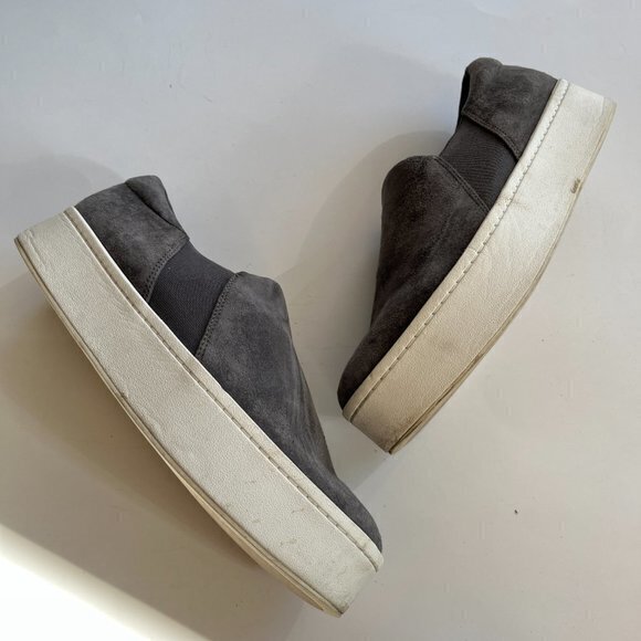 Vince Womens Suede Slip On Platform Warren Sneakers‎ Gray White Size 8US 38EU - Picture 3 of 7